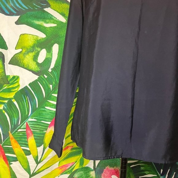 EUC Worthington Medium Navy Blue Red White Stripe Nautical Preppy Classic Blouse - Picture 5 of 8